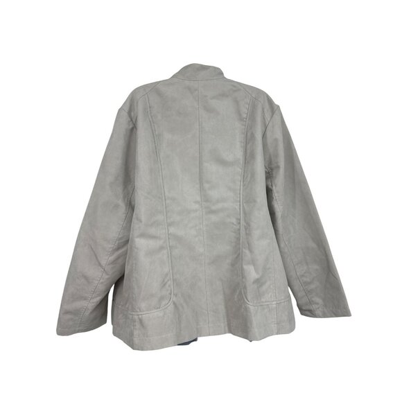 Susan Graver Faux Suede Zip-Up Jacket Beige With Stand Collar Women's Size 2X - Picture 4 of 8